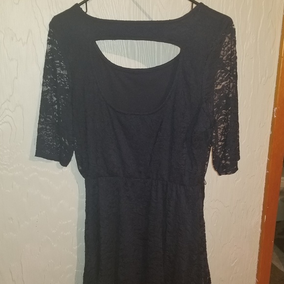Navy blue open back lace dress - Picture 3 of 8